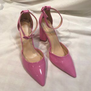 Women's sz 10 Barbie pink heeled shoes 4" Lulus   ankle strap